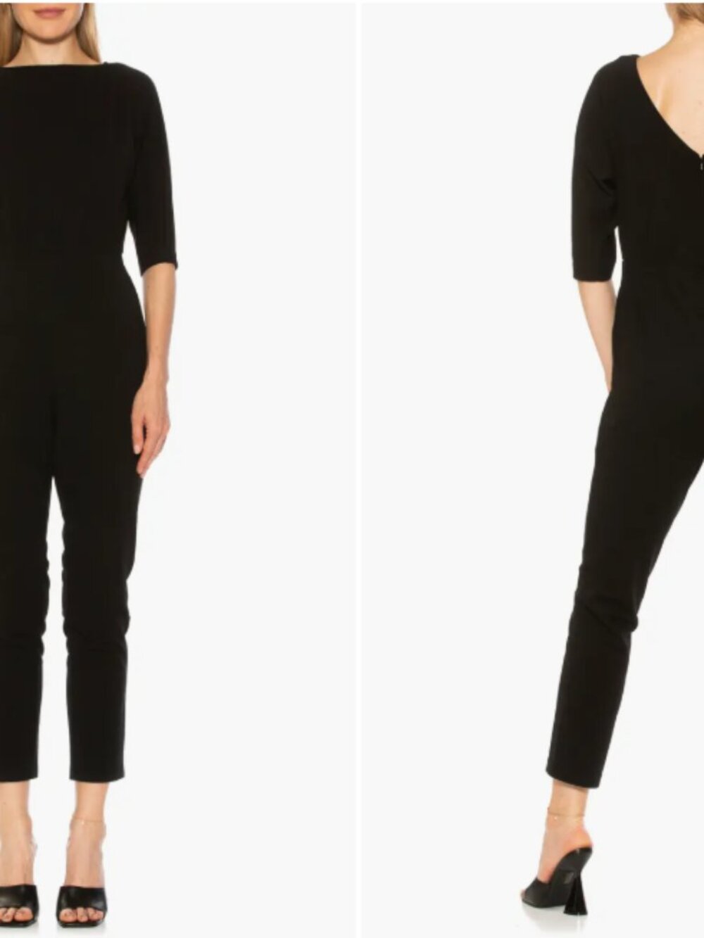 Alexia Admor Larson Dolman Sleeve Jumpsuit 3/4 sleeve black size large